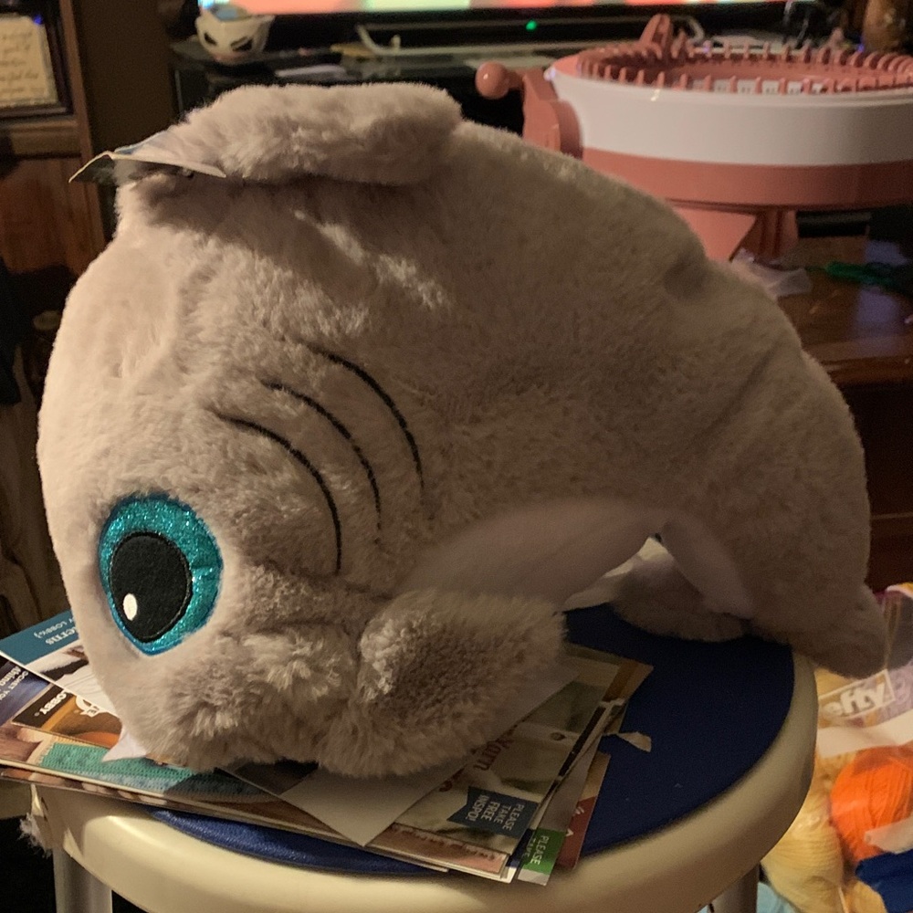 New Gray Shark Plush Pillow(Shark Hat Recreated Into Pillow)